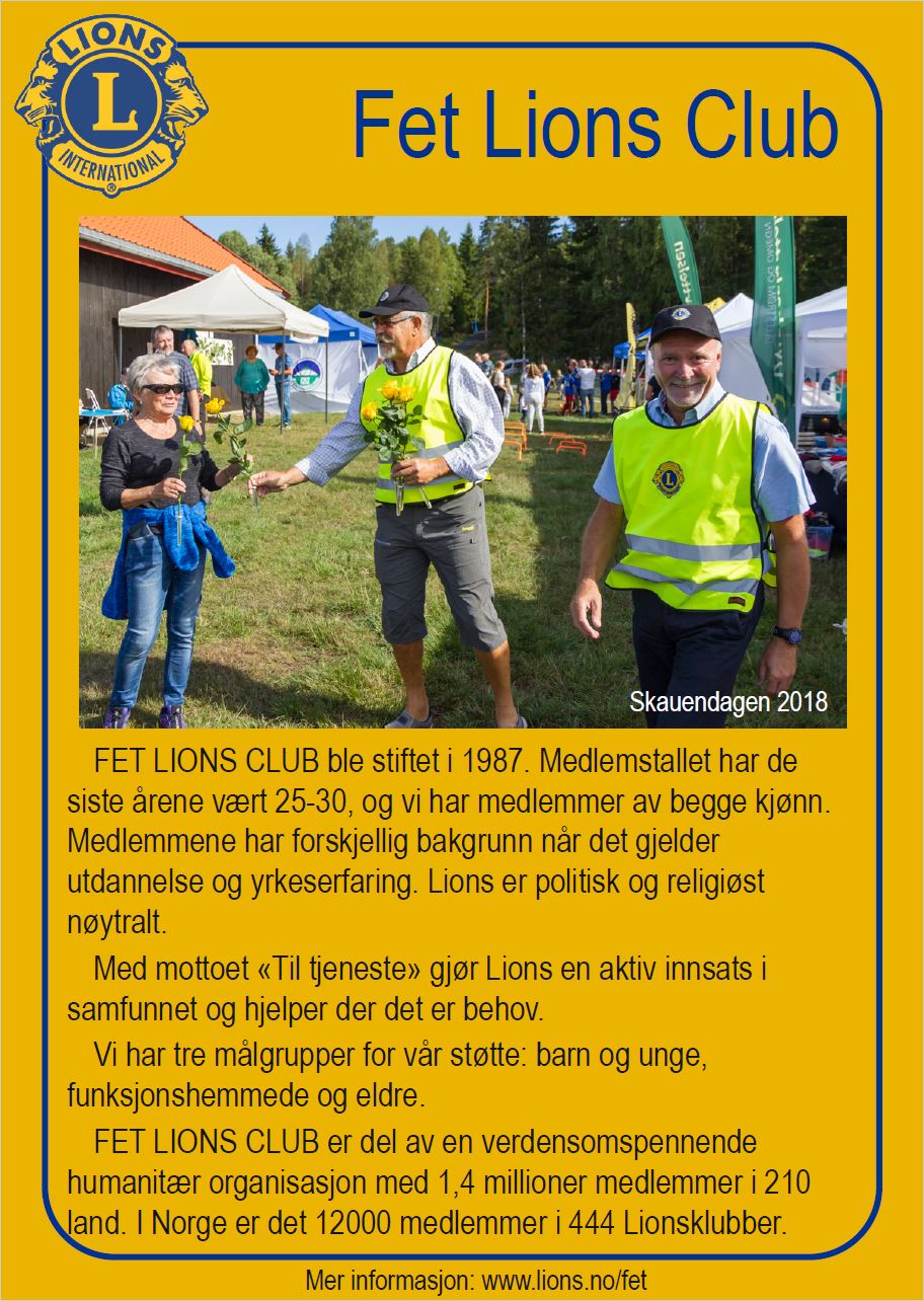 Artikkelbilde til artikkelen Informasjonsbrosjyre fra Fet Lions Club